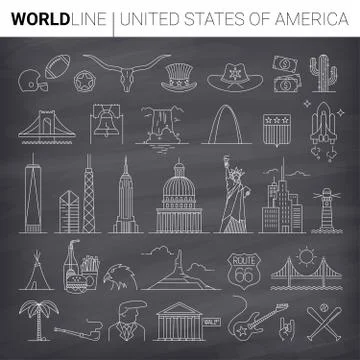 US Vector Line Icons Stock Illustration