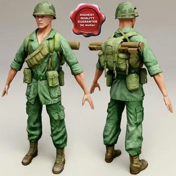 US Vietnam War Soldier 3D Model