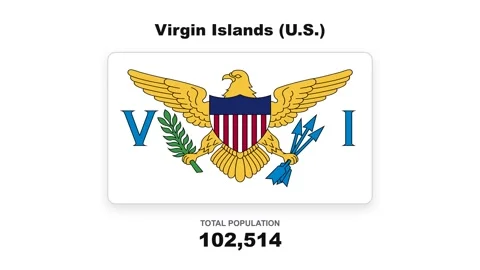U.S. Virgin islands flag and population growth animation Stock Footage 346509134