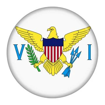 US Virgin Islands flag button 3d illustration with clipping path Stock Illustration