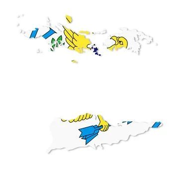 US Virgin Islands flag map Stock Illustration