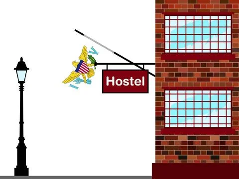 US Virgin Islands Hostels Vector Illustration Stock Illustration