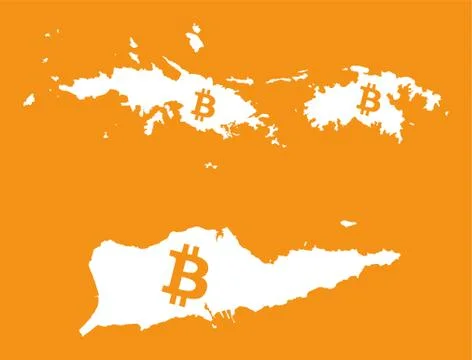 US Virgin Islands map with bitcoin crypto currency symbol illustration Stock Illustration