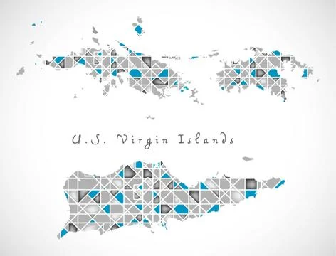US Virgin Islands Map crystal diamond style artwork Illustrazione stock
