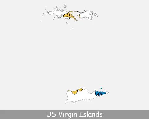 US Virgin Islands Map Flag Stock Illustration
