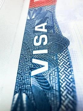 US visa, Visa in passport, fee for US visa, tour of the USA, airport, customs, Stock Photos