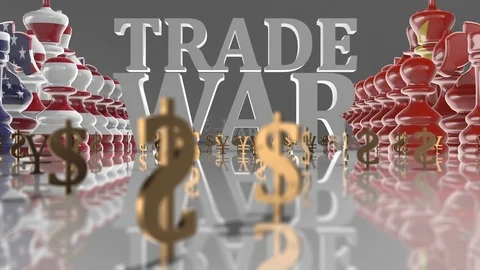 US vs China trade war economic conflict of tariffs or trade barriers Stock Footage 111934064
