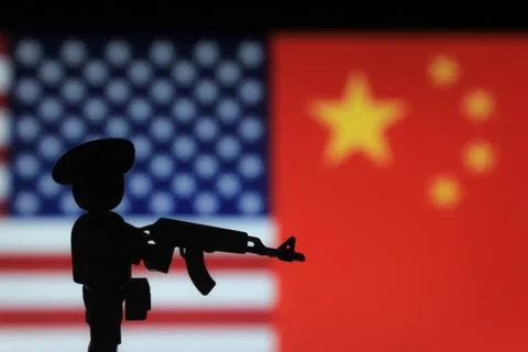 US vs China war Stock Photos