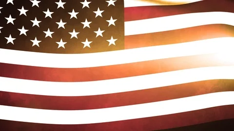 US Waving Flag in the Dusk Stock Footage 97894091
