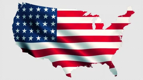 U.S.A. waving flag map with alpha channe... | Stock Video | Pond5