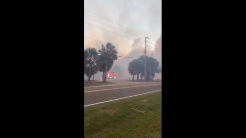 US: Weeki Wachee Preserve Brush Fire Prompts Evacuations in Hernando Beac... Stock Footage 331767485