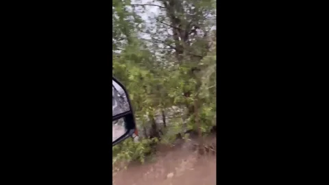 US: Wildland Fire Engine Pushes Through Floodwater During New Mexico Resc... Stock Footage 346257582