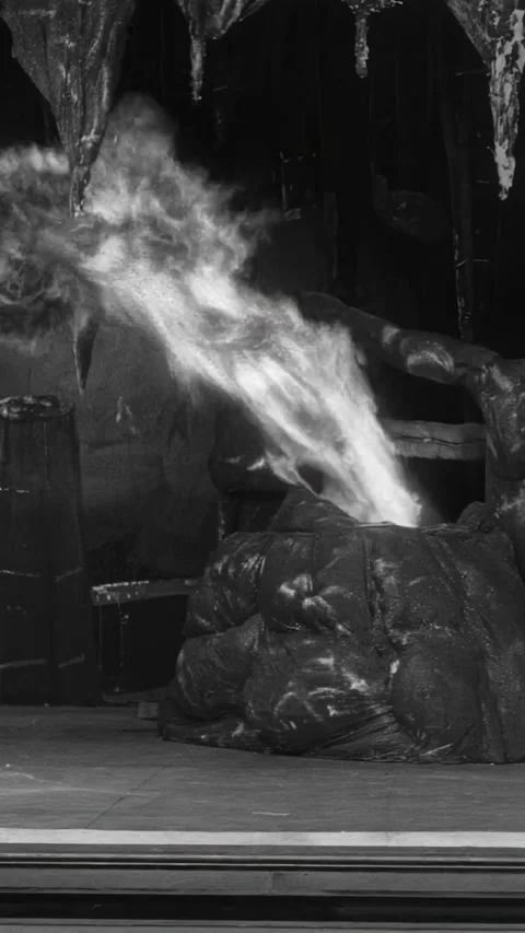 USA - 1915 - In this silent comedy, chc hides behind a large boy when a fire Stock Footage 340308071