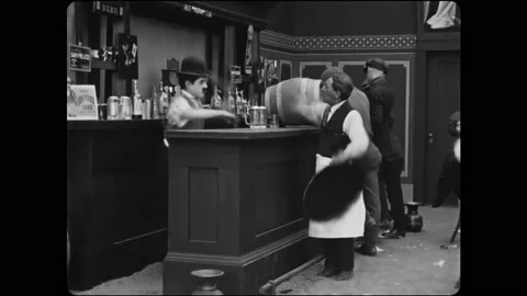 USA - 1918 - In this silent comedy, a Chaplinesque bartender fails to make good Stock Footage 330604325