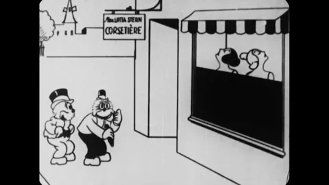 USA - 1920 - In this animated film, a man leers at the mannequins in a corset Stock Footage 340574953