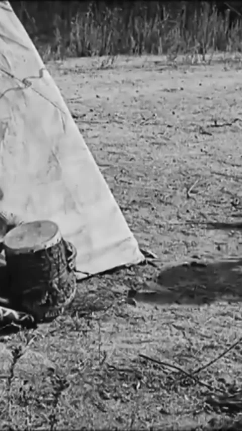 USA - 1922 - In this silent comedy western, a Native American maiden looks away Stock Footage 342863869