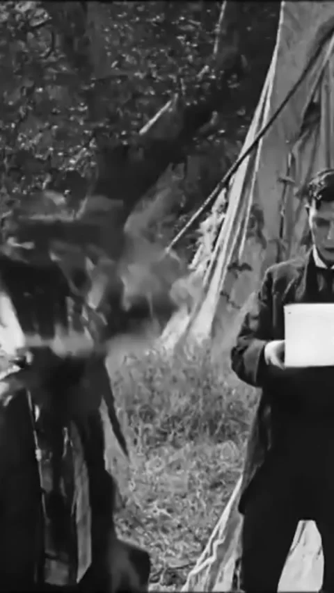 USA - 1922 - In this silent comedy western, a white man (Buster Keaton) gets the Stock Footage 342863871