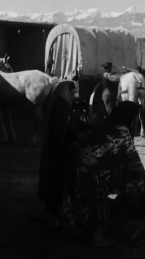 USA - 1923 - In this silent western, two drunk cowboys set up a shooting Stock Footage 342615752