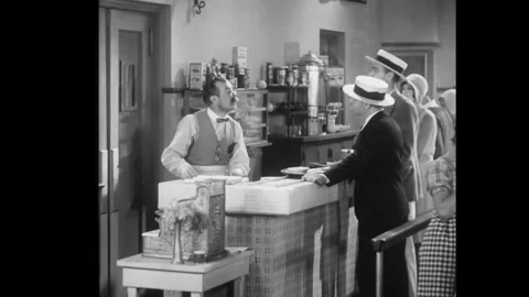USA - 1929 - In this comedy, a man orders a ham sandwich at a diner. The waiter Stock Footage 341989945
