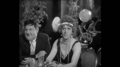 USA - 1929 - In this silent comedy, a drunk man at a nightclub flirts with a man Stock Footage 327754875