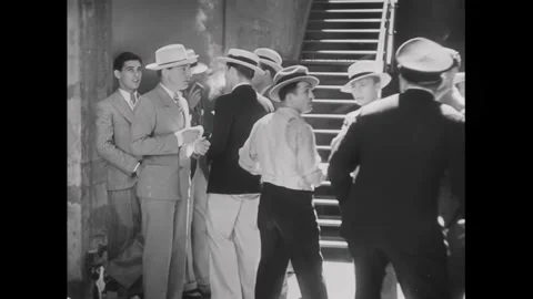 USA - 1929 - In this silent comedy, a man hides from the police by an active Stock Footage 340573702