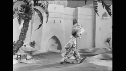 USA - 1929 - In this stop-motion animated film, a magician turns a tiger chasing Stock Footage 277346195