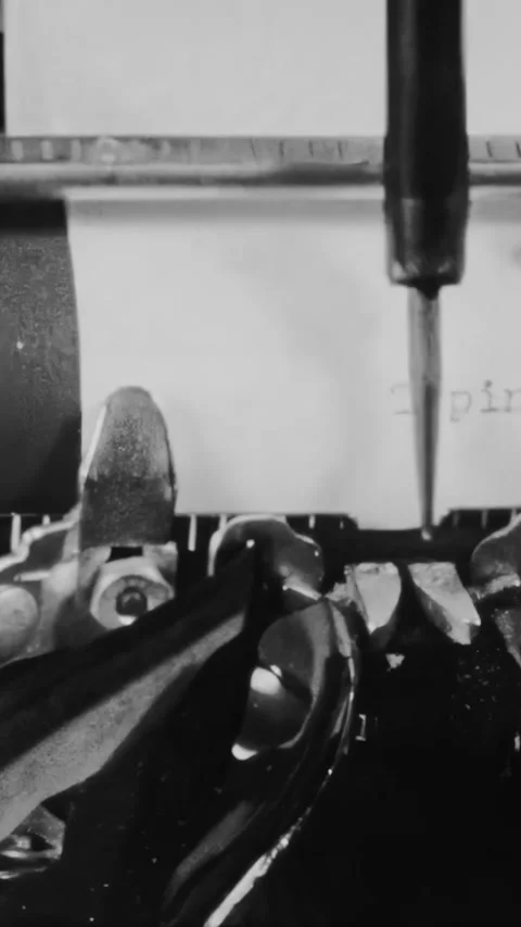USA - 1930s - A woman demonstrates the function of the margin release key on a Stock Footage 340315537