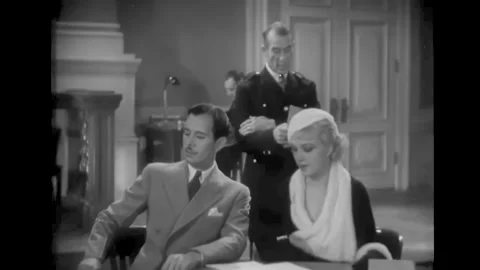 USA - 1934 - In this court comedy, a drunk man burps in court. A parade enters Stock Footage 325213541