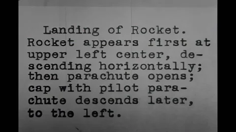 USA - 1935 - A rocket successfully lands and is recovered using parachutes, Video stock 296690910