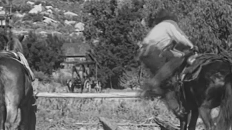 USA - 1937 - In this western, a drunk bartender explains what a sheriff said to Stock Footage 341976859