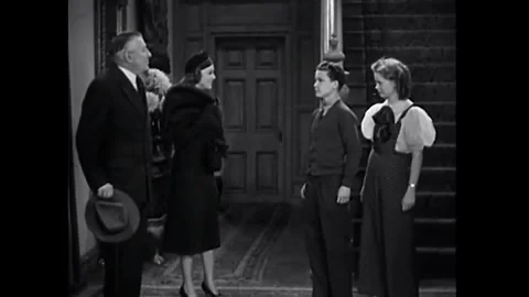 USA - 1938 - In this romantic comedy, two children run down a staircase, almost Stock Footage 341990772