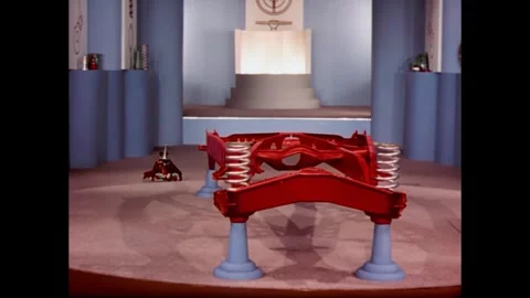 USA - 1940 - Stop-motion animation depicts springs and other auto body parts Stock Footage 341326782