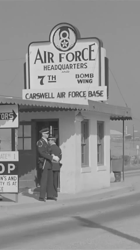 USA - 1940s - Airmen man the security gate at Carswell Air Force Base, where the Stock Footage 339108945