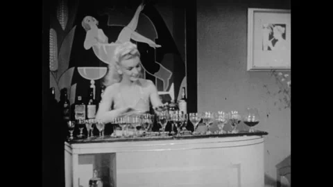 USA - 1944 - Gloria Parker performs in the soundie Penthouse Party, mixing Stock Footage 341512903