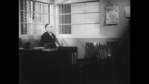 USA - 1944 - Workers speak to a supervisor about a restaurant and eating at Stock Footage 327753923