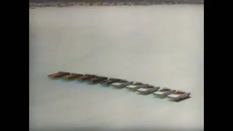 USA - 1950s - In this ad for Super Shell gasoline, an aerial view of cars Video stock 261572821