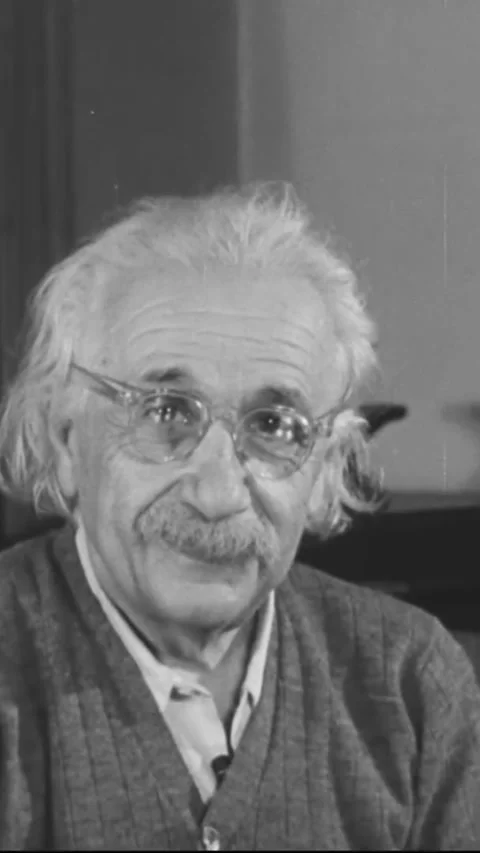 USA - 1950s - Albert Einstein American scientist and mathematician smiles and Stock Footage 338390926