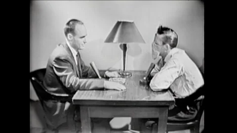 USA - 1950s - A criminal is interviewed about growing up on the wrong side of Stock Footage 340655798