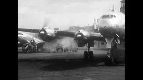 USA - 1950s - A TWA pilot communicates with air traffic control before taxiing. Stock Footage 259549387