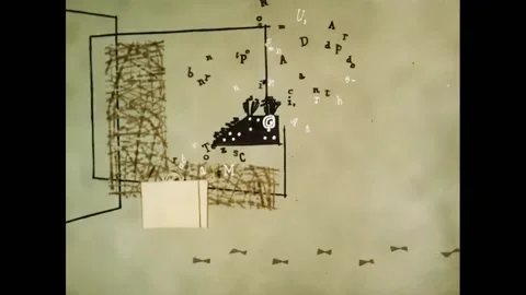 USA - 1952 - A briefcase closes in an office. A typewriter types with abstract Stock Footage 327745157