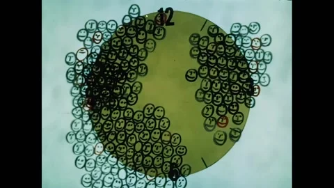 USA - 1952 - A clock is shown and faces are illustrated on top of it. A line Stock Footage 327743027