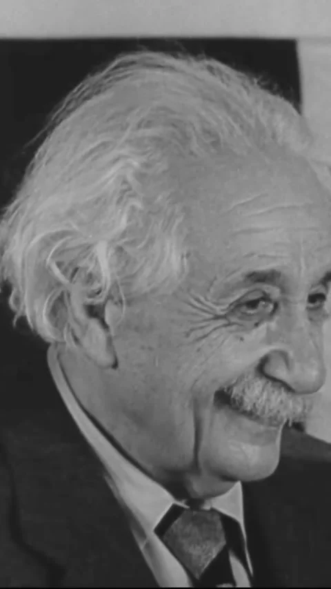 USA - 1953 - Albert Einstein is presented with a scale model of the medical Stock Footage 338390921