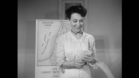 USA - 1953 - Visual aids used by Sunday School teachers in the past include Video stock 313138581