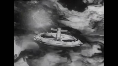 USA - 1954 - In this adventure sci-fi film, furniture slides around a space Stock Footage 327736033