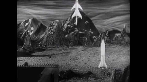 USA - 1954 - In this adventure sci-fi film, a spaceship takes off from a planet. Stock Footage 327737138