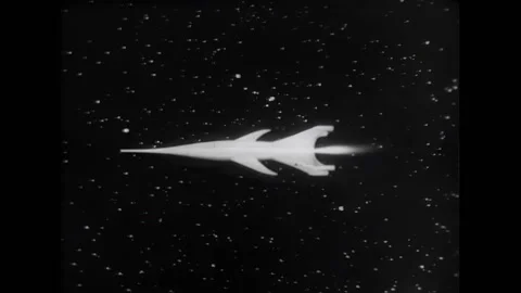 USA - 1954 - In this adventure sci-fi film, people fall around on a space Stock Footage 327740428