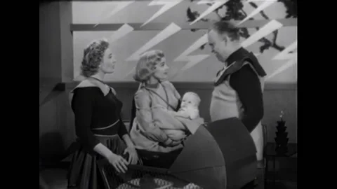 USA - 1954 - In this adventure sci-fi film, a woman calls a couple's baby Stock Footage 327742205