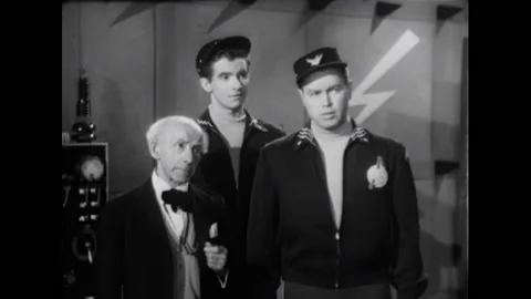 USA - 1954 - In this adventure sci-fi film, the crew of a ship speaks to a man Stock Footage 327747191