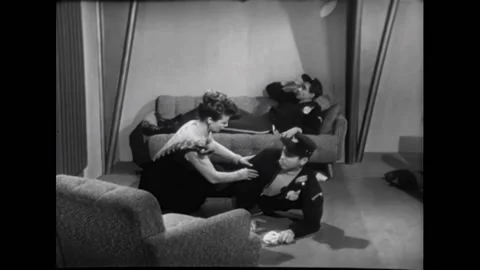 USA - 1954 - In this adventure sci-fi film, a woman wakes up two unconscious Stock Footage 327753119