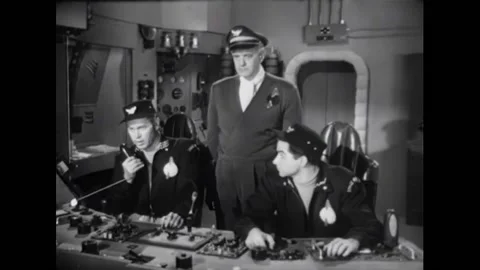 USA - 1954 - In this adventure sci-fi film, people on a space station speak with Stock Footage 327755255